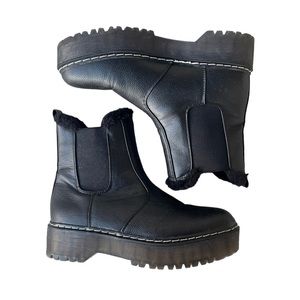 Unionbay Kayla Chunky Vegan Faux Leather Fur Lined Combat Platform Boots Size 9